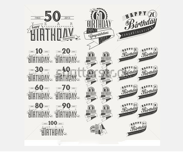 retro vintage style birthday greeting card collection
