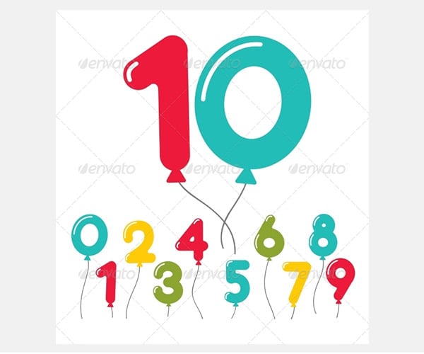 set of birthday party balloon numbers 790