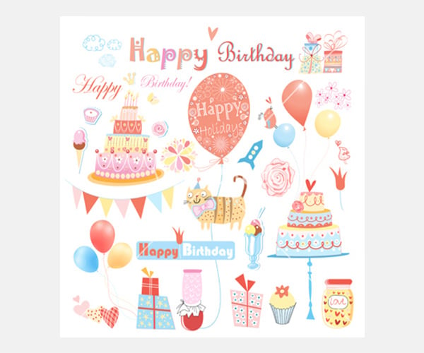 set of birthday party elements vector