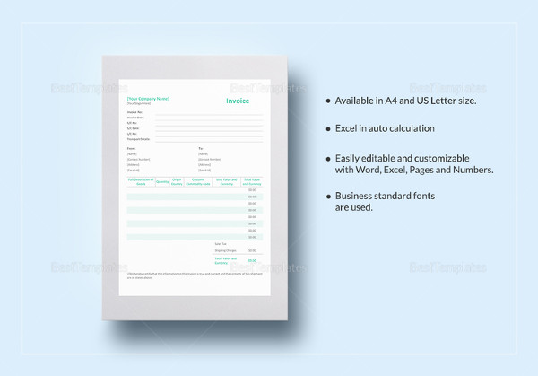 simple proforma invoice template in ipages