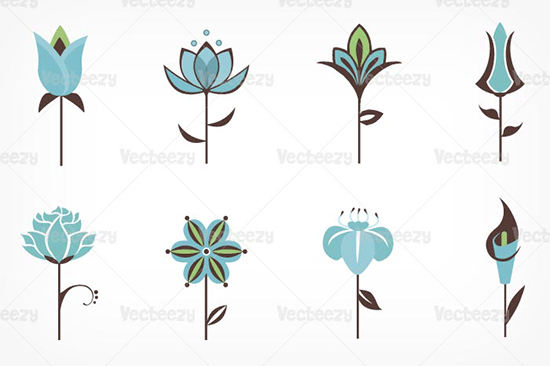 stylized flower vector pack