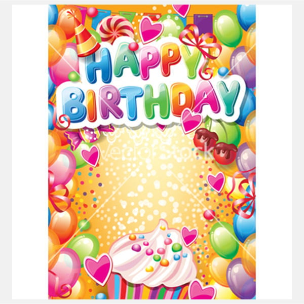 template for happy birthday card with place for vector