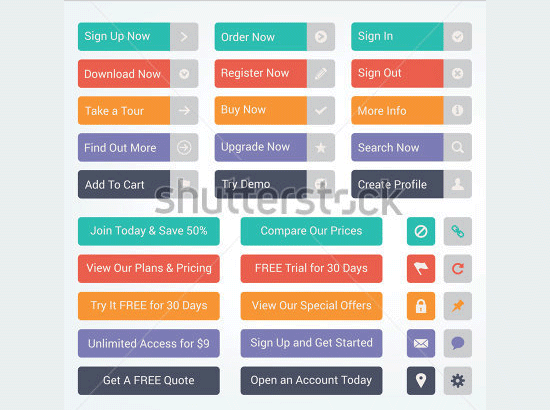 114 Flat Design Buttons, Elements & UI Kits for Graphic Designers