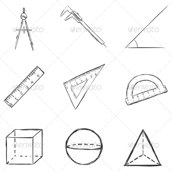 vector set of sketch geometry icons