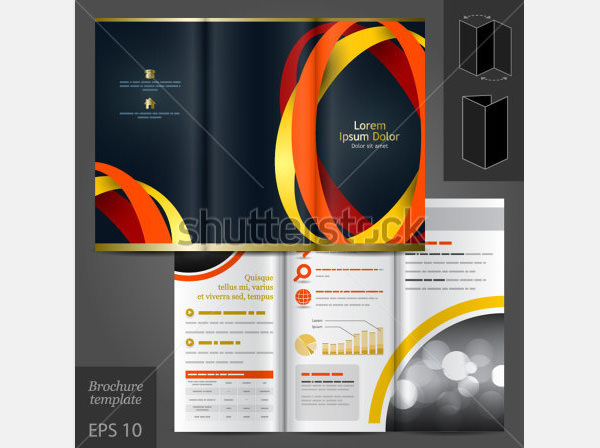 vector black brochure template design with color round elements