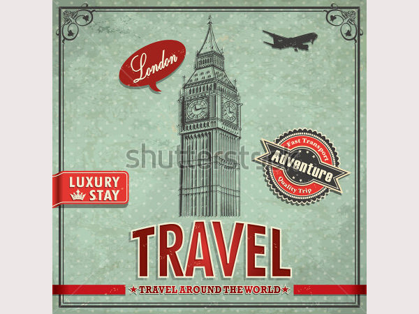 vintage big ben travel vacation poster