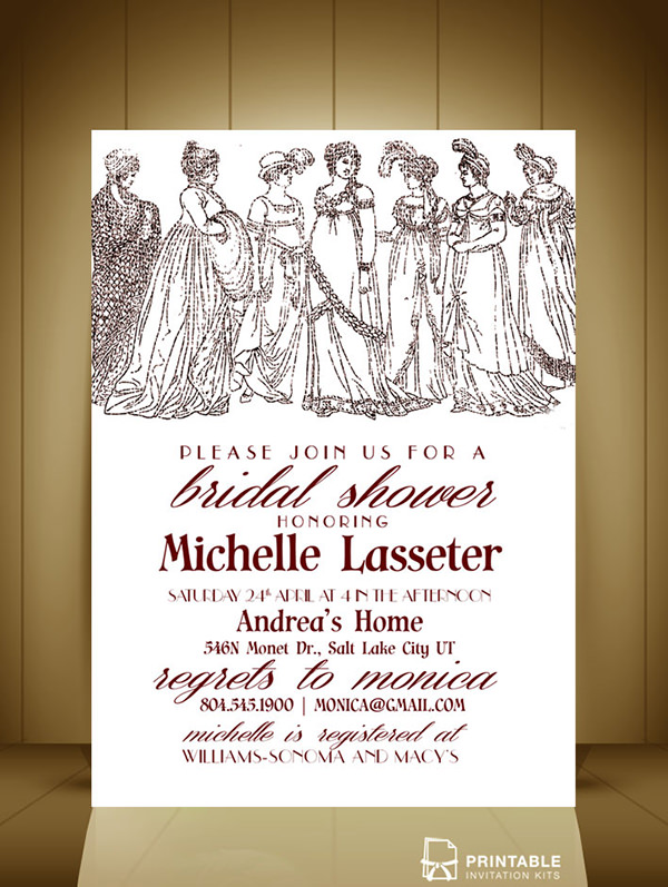 vintage ladies bridal shower invitation