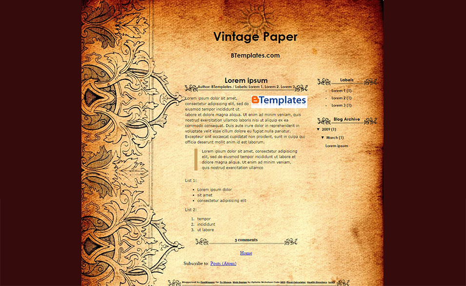 Free Vintage Blog Templates 76