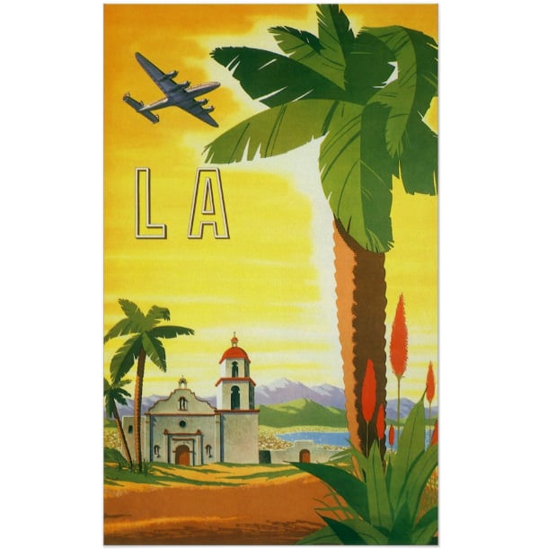 vintage travel poster los angeles california
