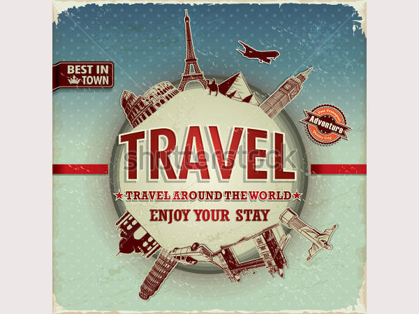 vintage travel around the world poster