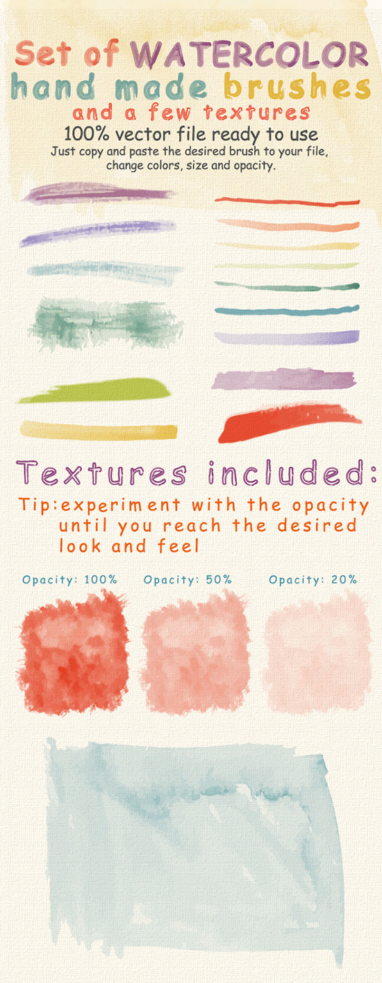 watercolor brushes and textures