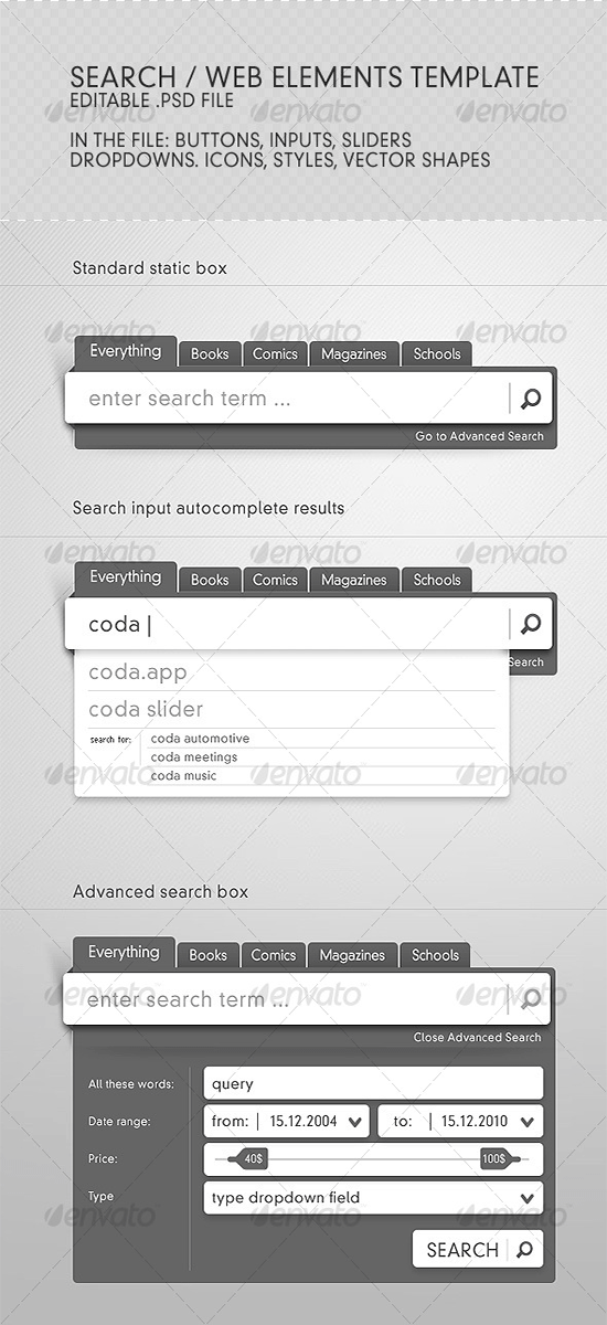 web search box elements