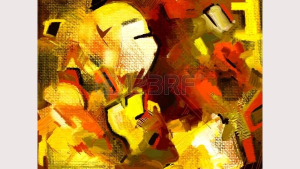 original hand draw abstract digital painting composition