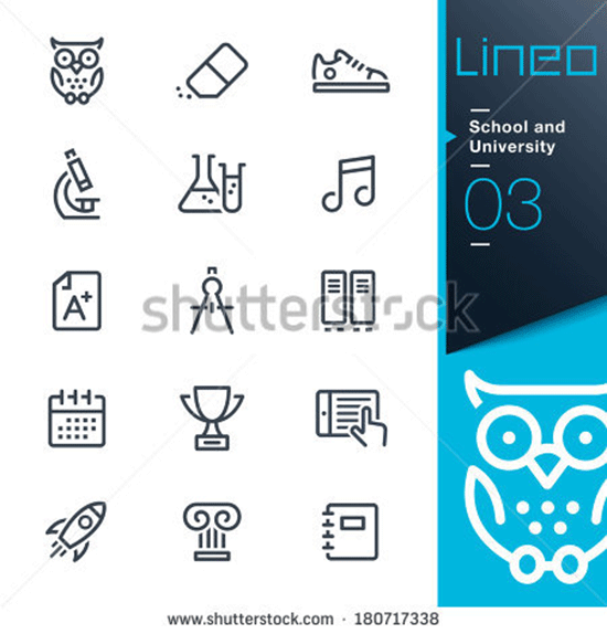 school and university outline icons