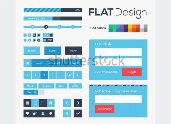 web and mobile design elements buttons