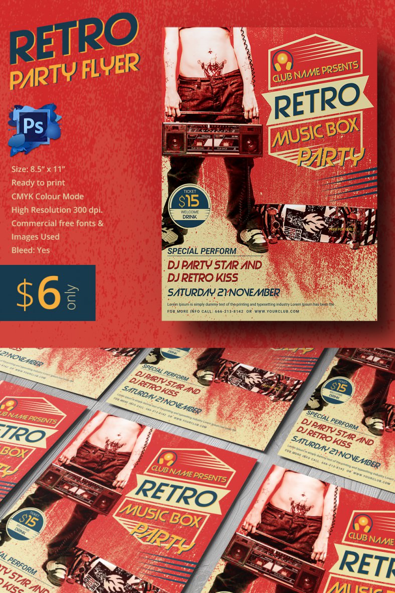 Retro Party Flyer Template