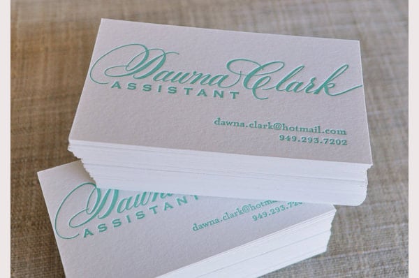 00 calligraphy letterpress business cards