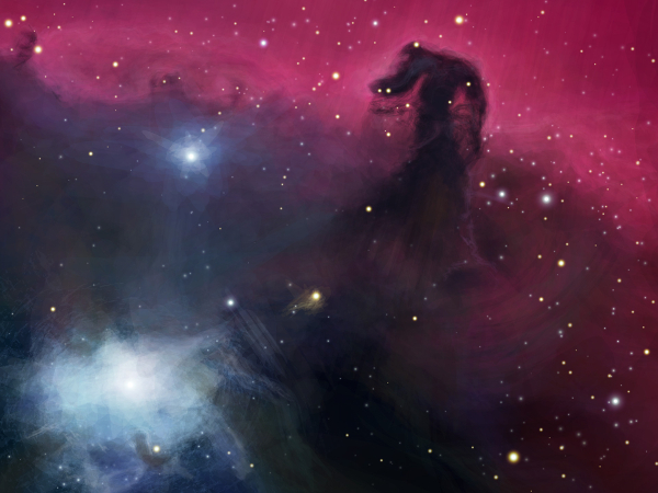 dragon face space galaxy background
