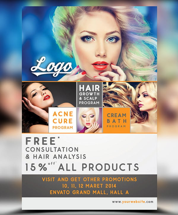 beauty salon discount flyer template psd