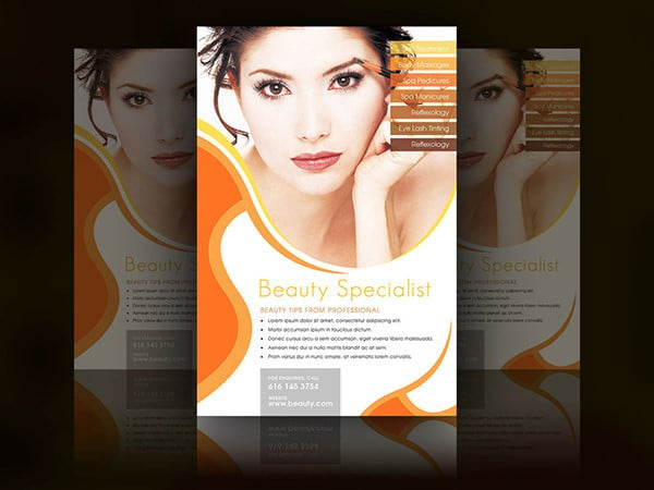 tangerine beauty and cosmetic flyer