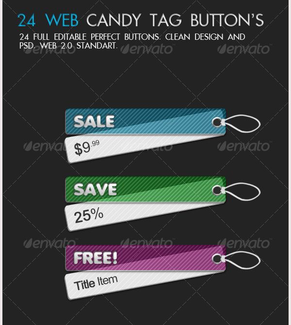 24 candy tags button