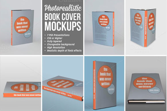 photorealistic book cover mockups