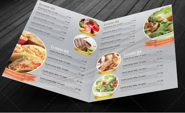 bi fold restaurant food menu template