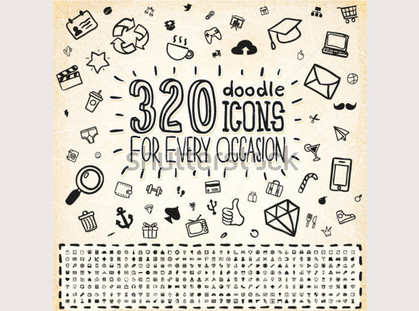 320 vector doodle icons universal set