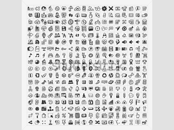 324 vector doodle web icons