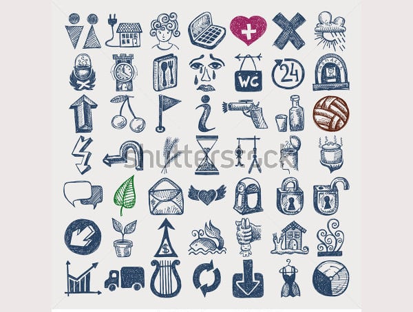 49 hand drawing doodle icon set