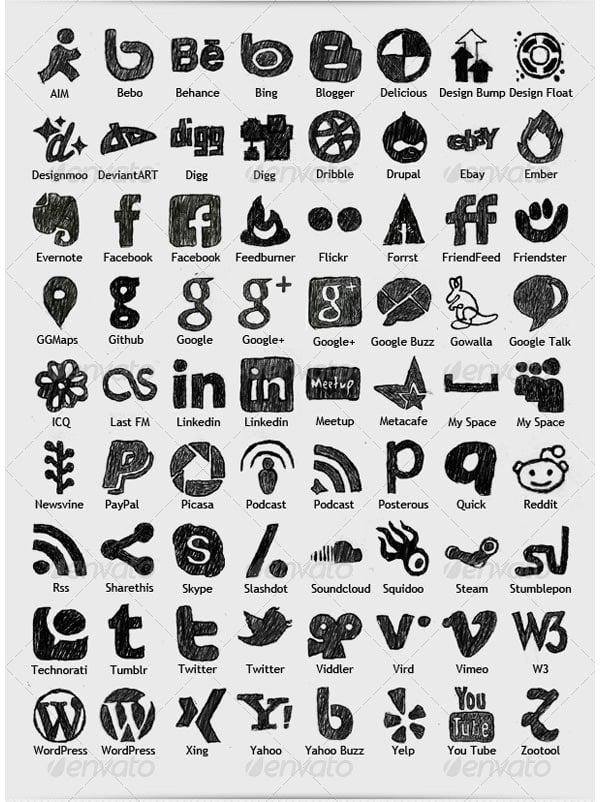 72 sketch social icons