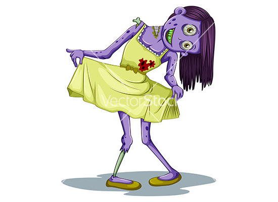 a female zombie wearing a dress