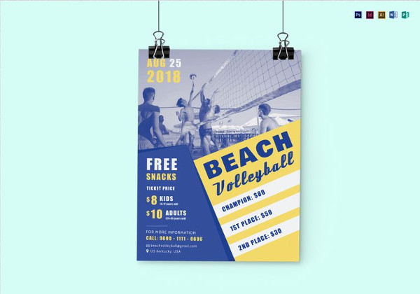 beach volleyball flyer template