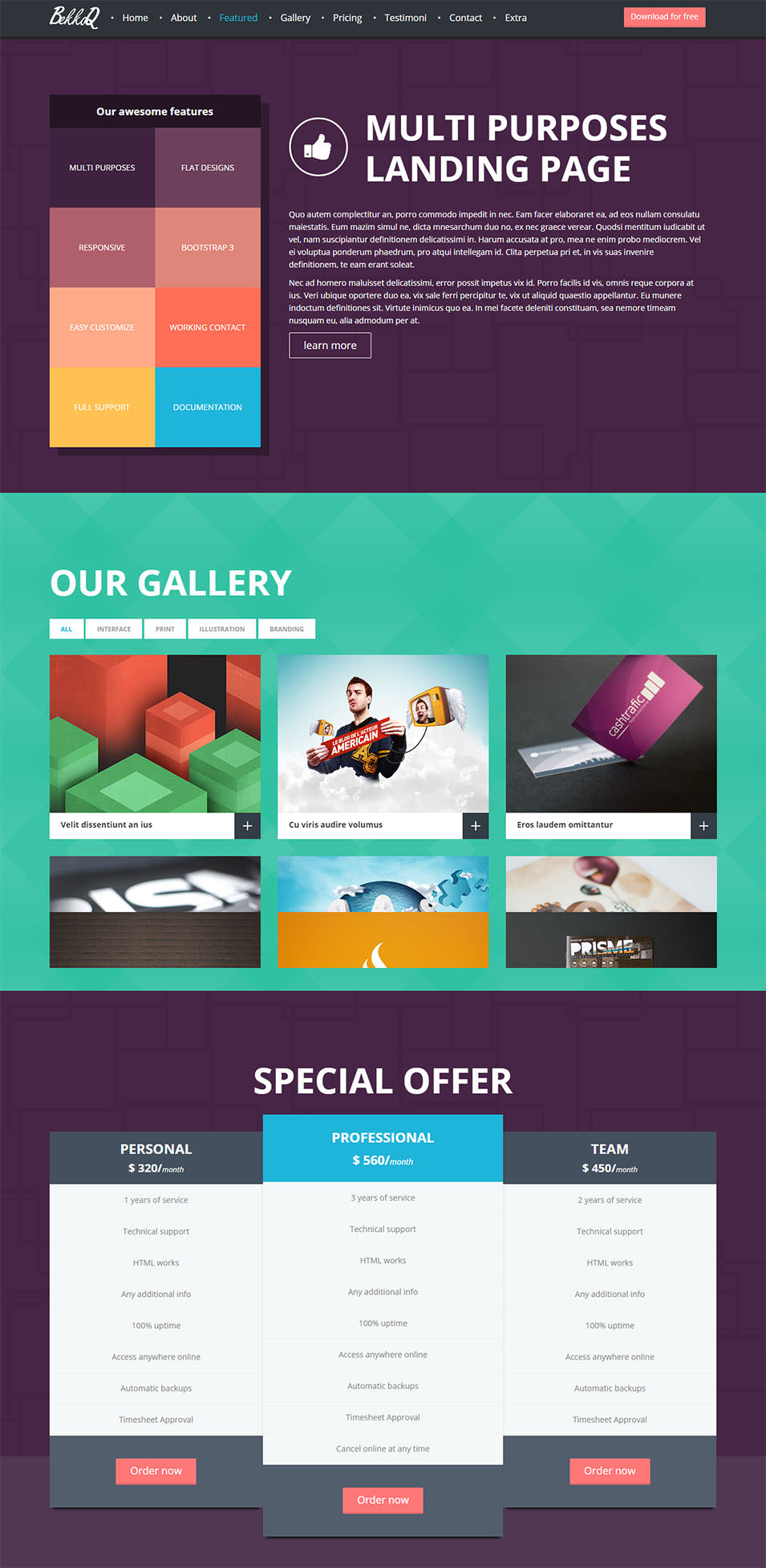 bekkoq multi purposes landing page template