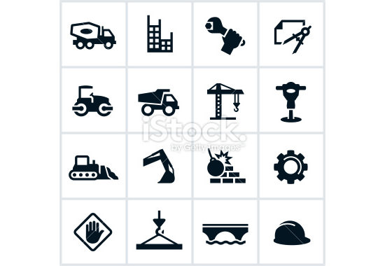 black heavy construction icons