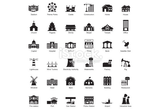 buildings and city icon set