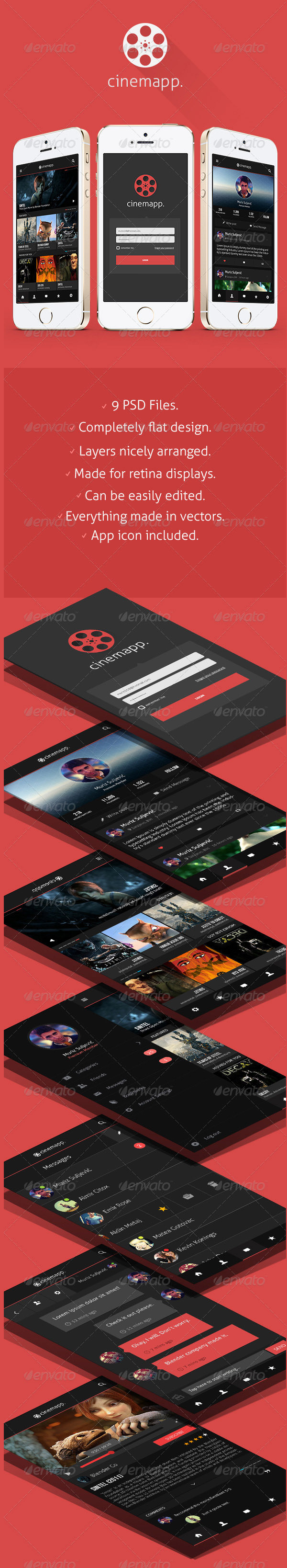 cinemapp flat app design