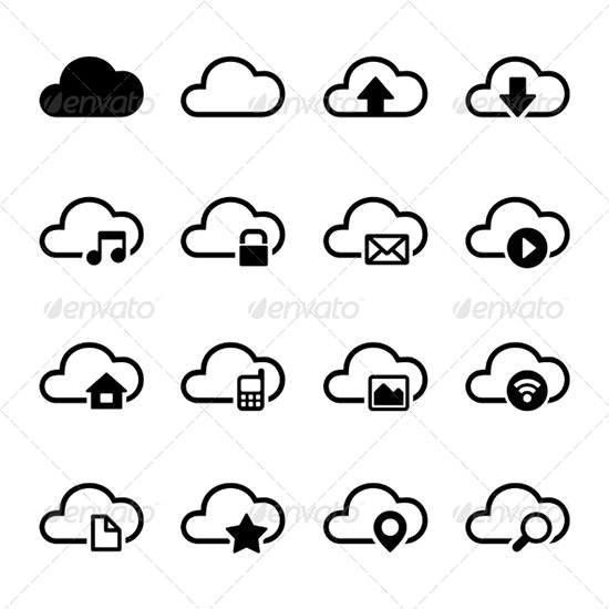 cloud storage icons set