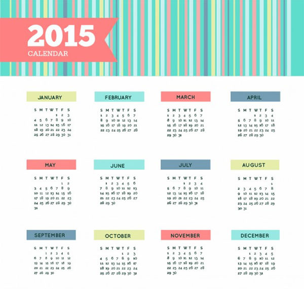 colorful 2015 calendar
