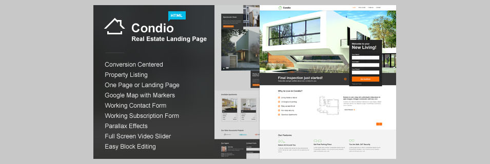 condio real estate one page landing page html