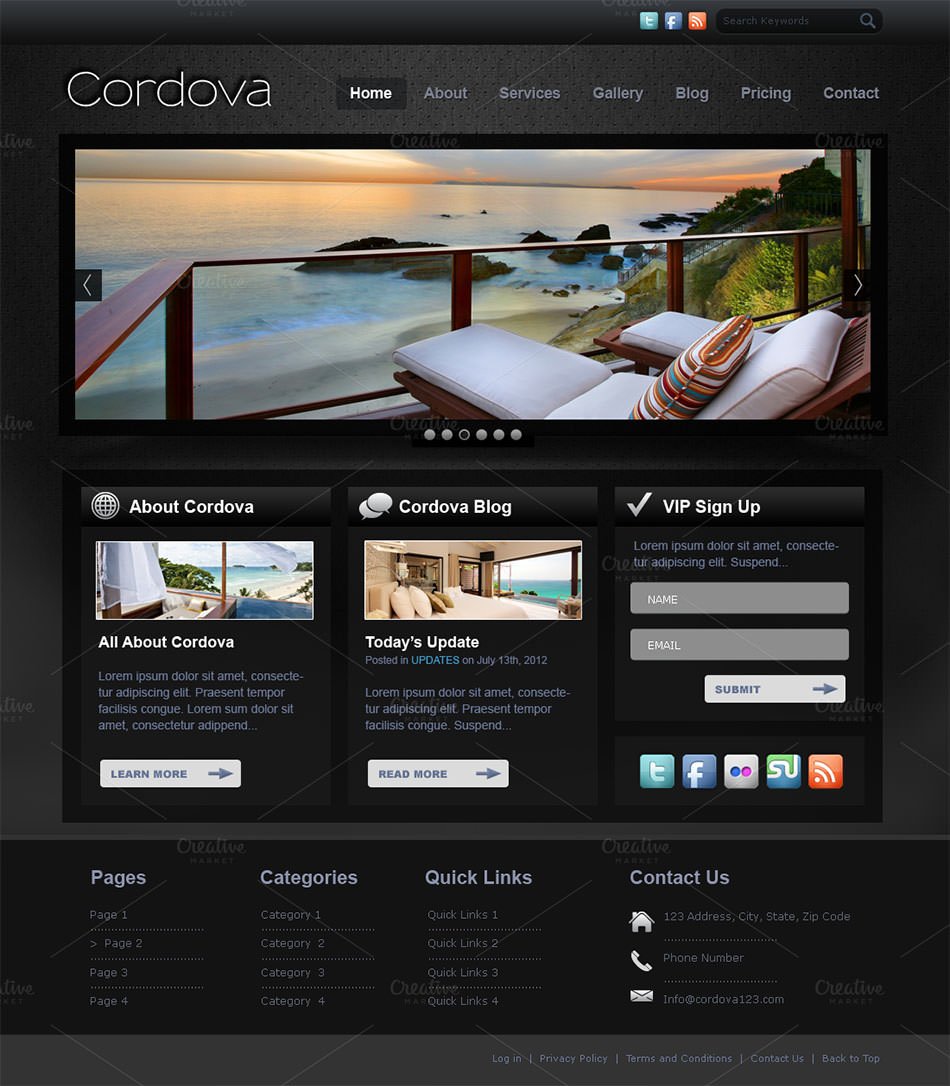 cordova psd website template