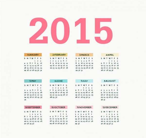 editable 2015 calendar vector
