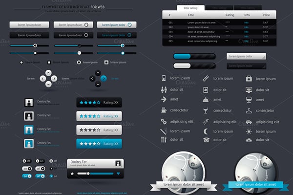elements of user interface for web