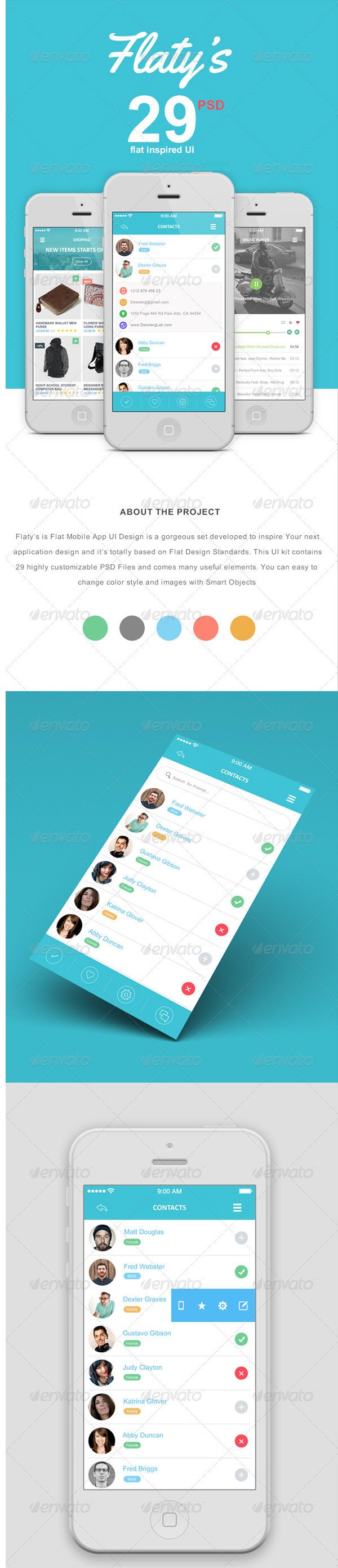 flat mobile app ui design