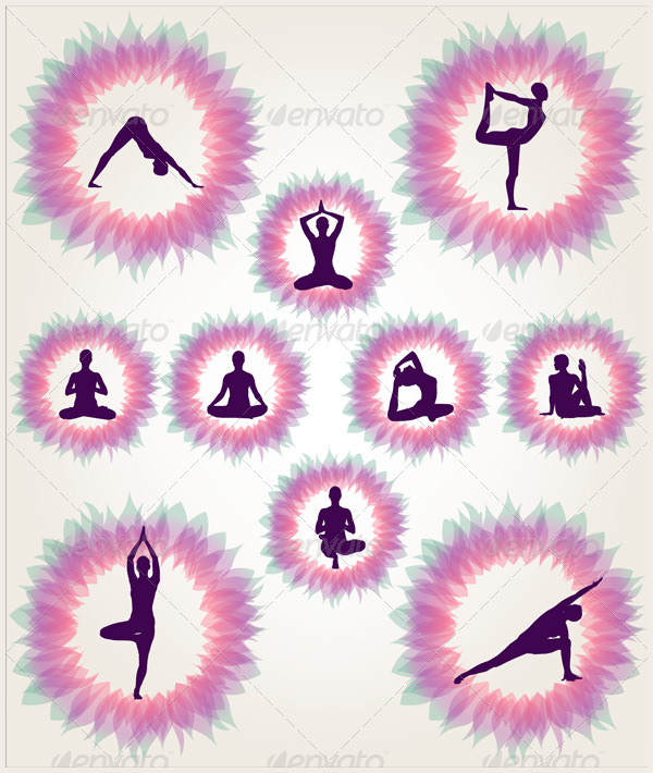 floral yoga illustration set