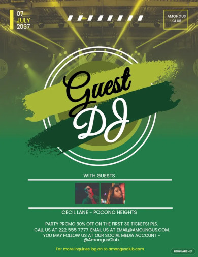 guest dj party flyer template