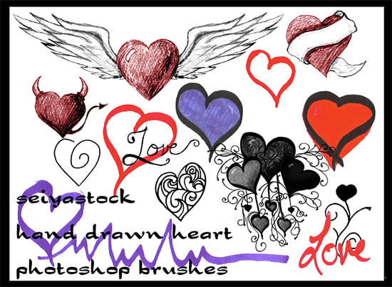 hand drawn heart brushes