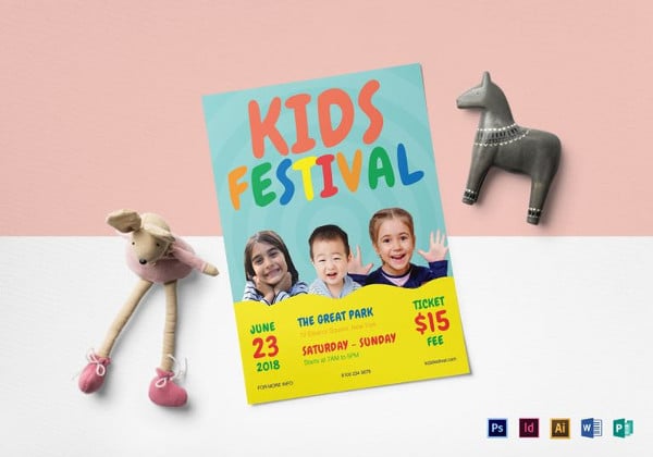 kids festival flyer template