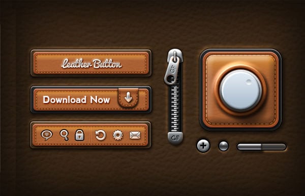 leather ui elements psd
