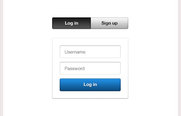 log in form with segmented control